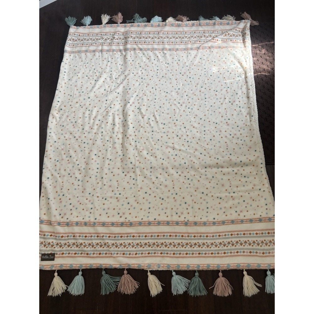 Matilda‎ Jane Just Imagine The Tassels Blanket 60" × 48" Stars Sherpa Ivory Soft